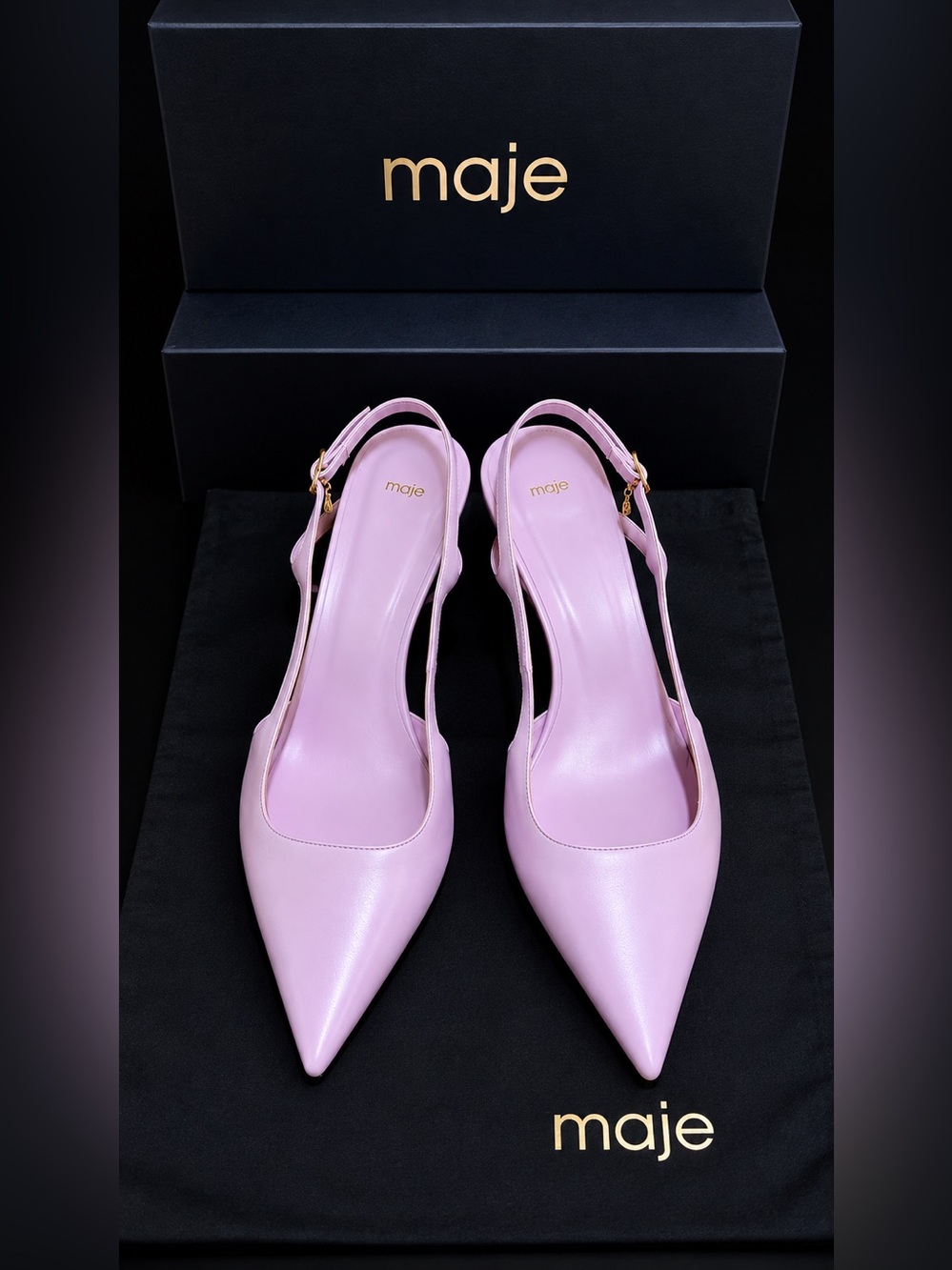 Title:
Maje Pink Leather Pointed Toe Slingback Pumps Heels NWT $385
Description